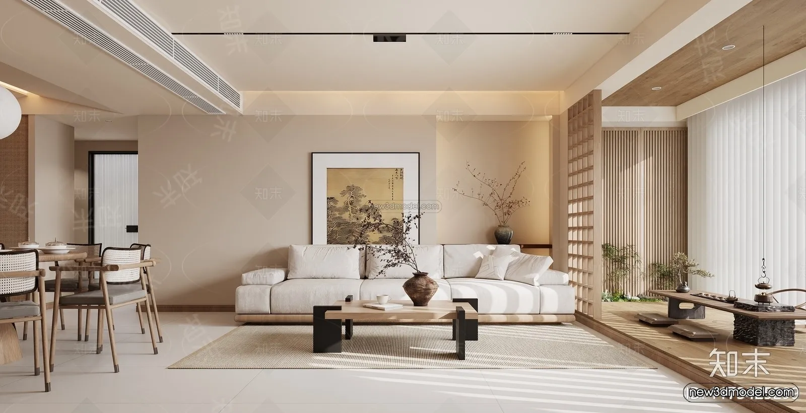 Modern Style Interior 3D Blocks and 3D Models - Living Room 3D Scene - 122