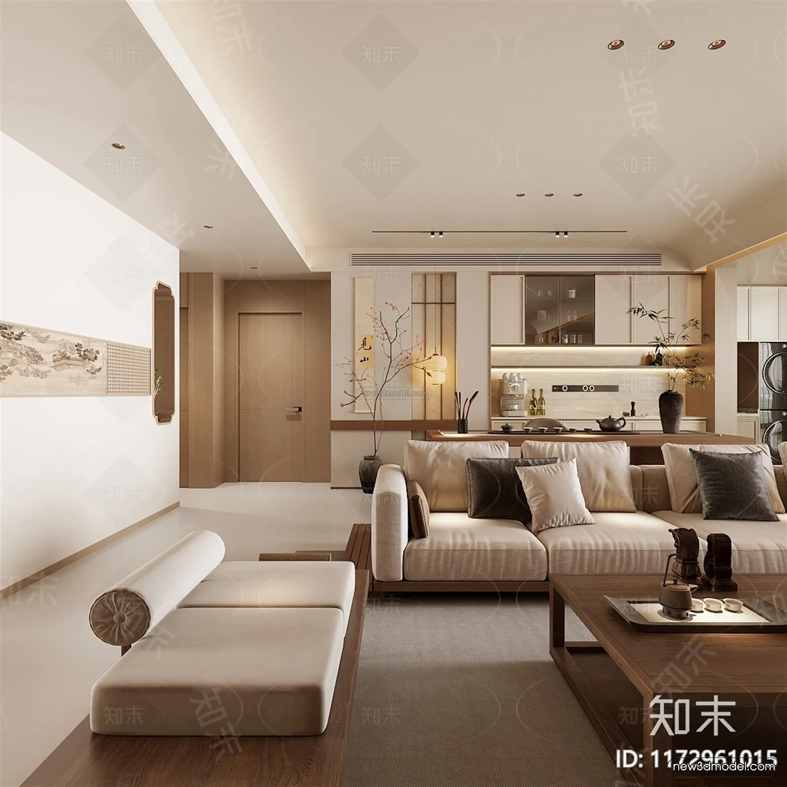Modern Style Interior 3D Blocks and 3D Models - Living Room 3D Scene - 124