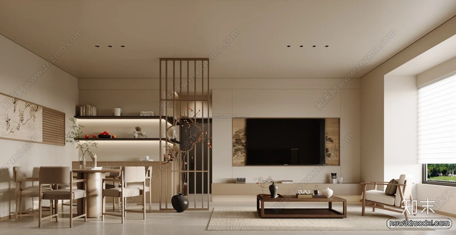 Modern Style Interior 3D Blocks and 3D Models - Living Room 3D Scene - 125