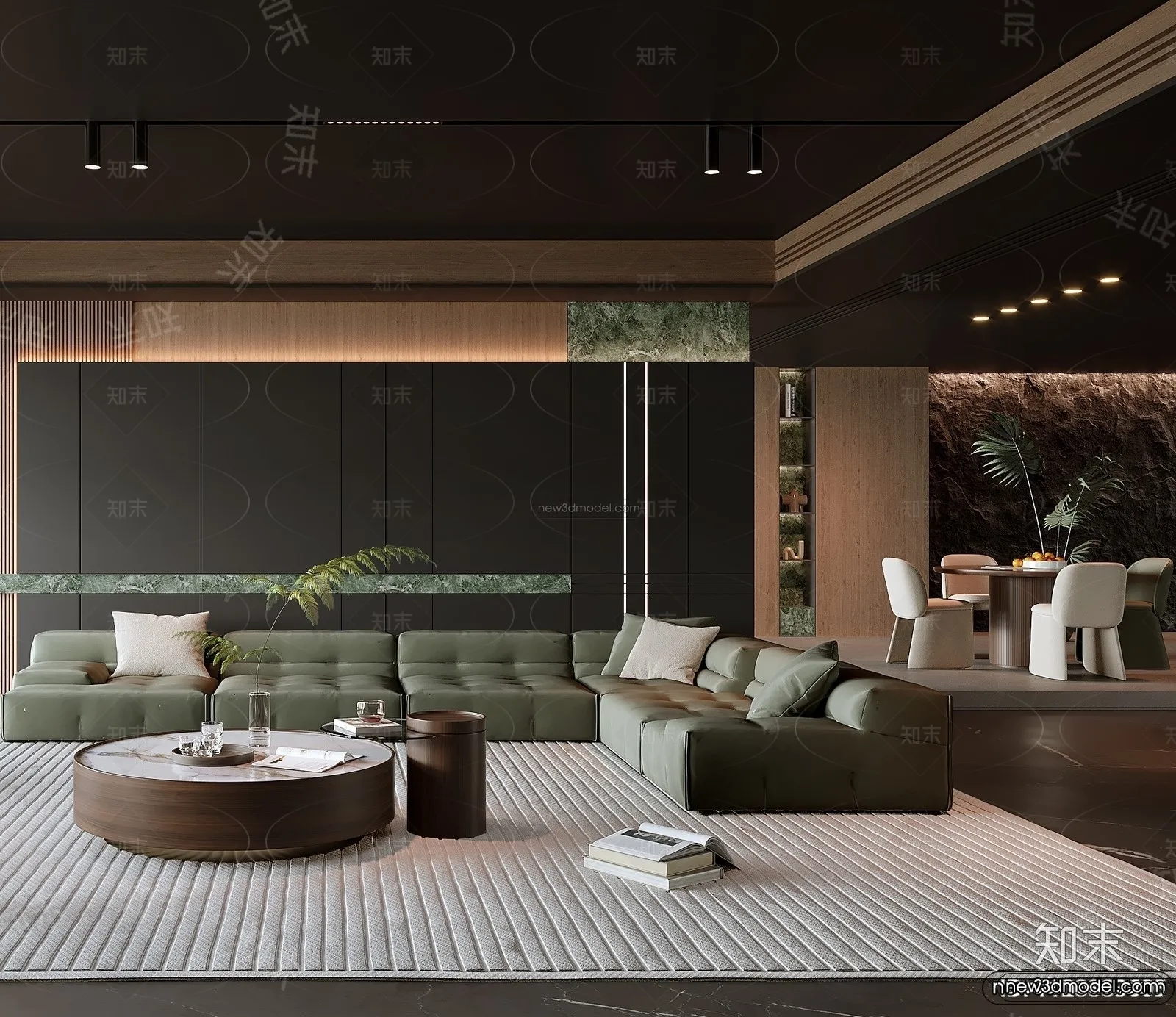 Modern Style Interior 3D Blocks and 3D Models - Living Room 3D Scene - 128