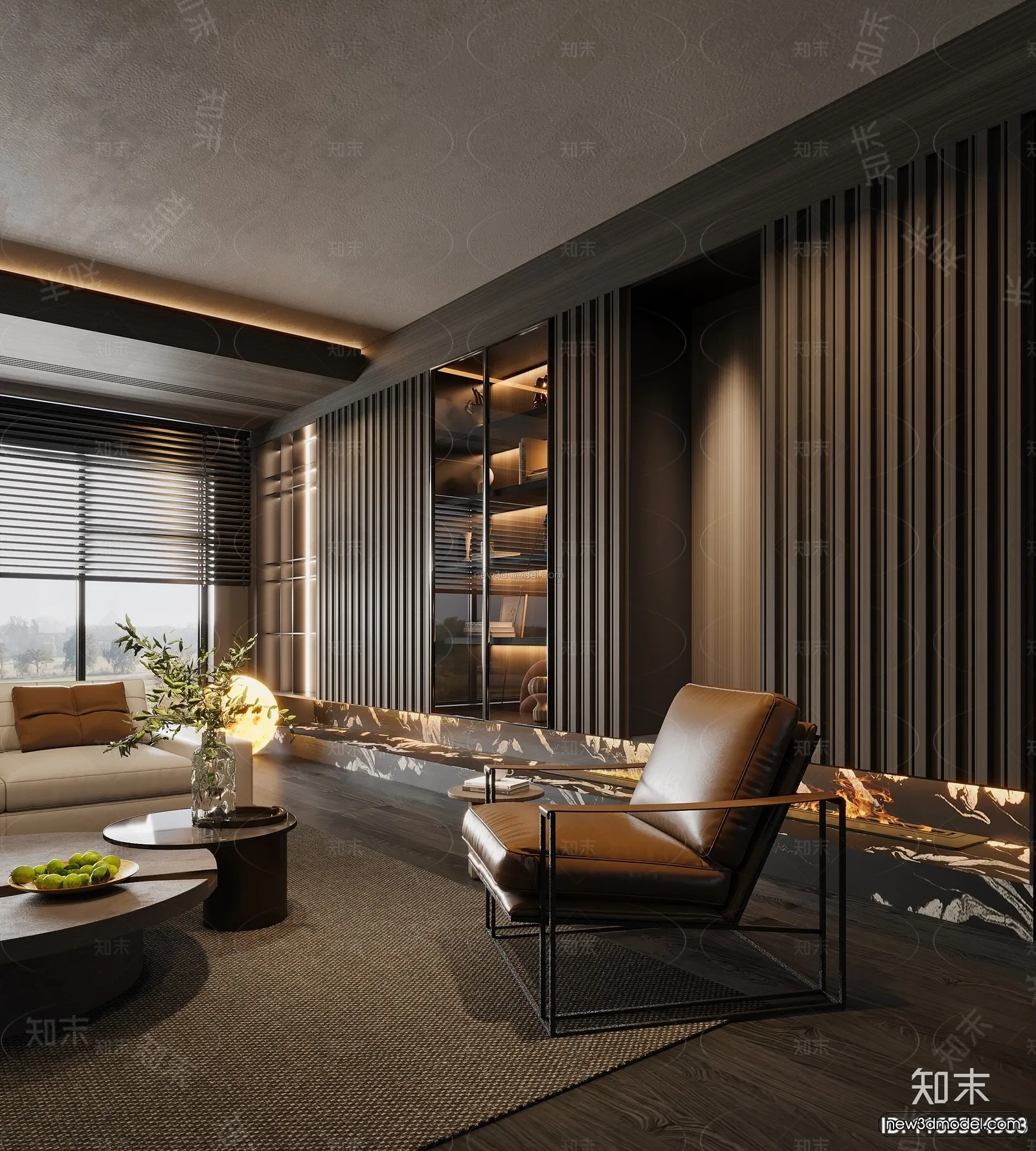 Modern Style Interior 3D Blocks and 3D Models - Living Room 3D Scene - 132