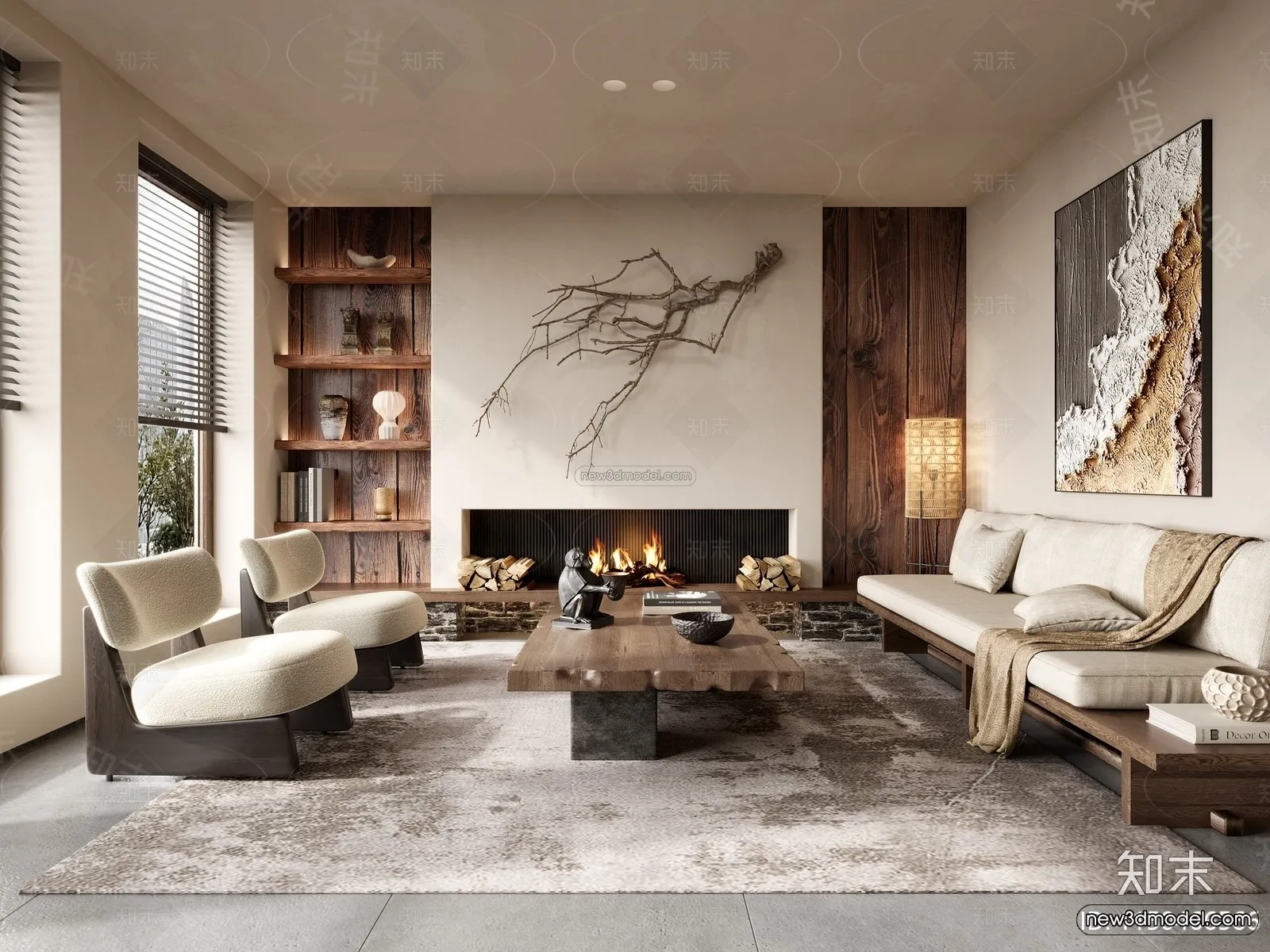 Modern Style Interior 3D Blocks and 3D Models - Living Room 3D Scene - 137