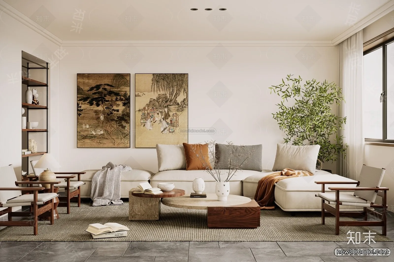 Modern Style Interior 3D Blocks and 3D Models - Living Room 3D Scene - 138