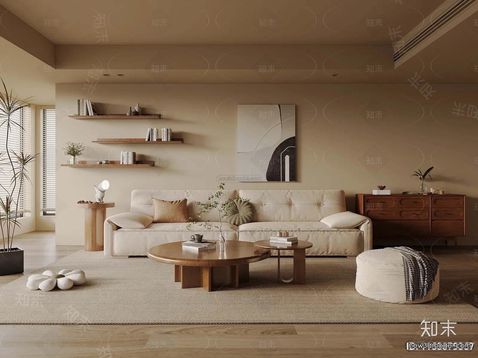 Modern Style Interior 3D Blocks and 3D Models - Living Room 3D Scene - 140