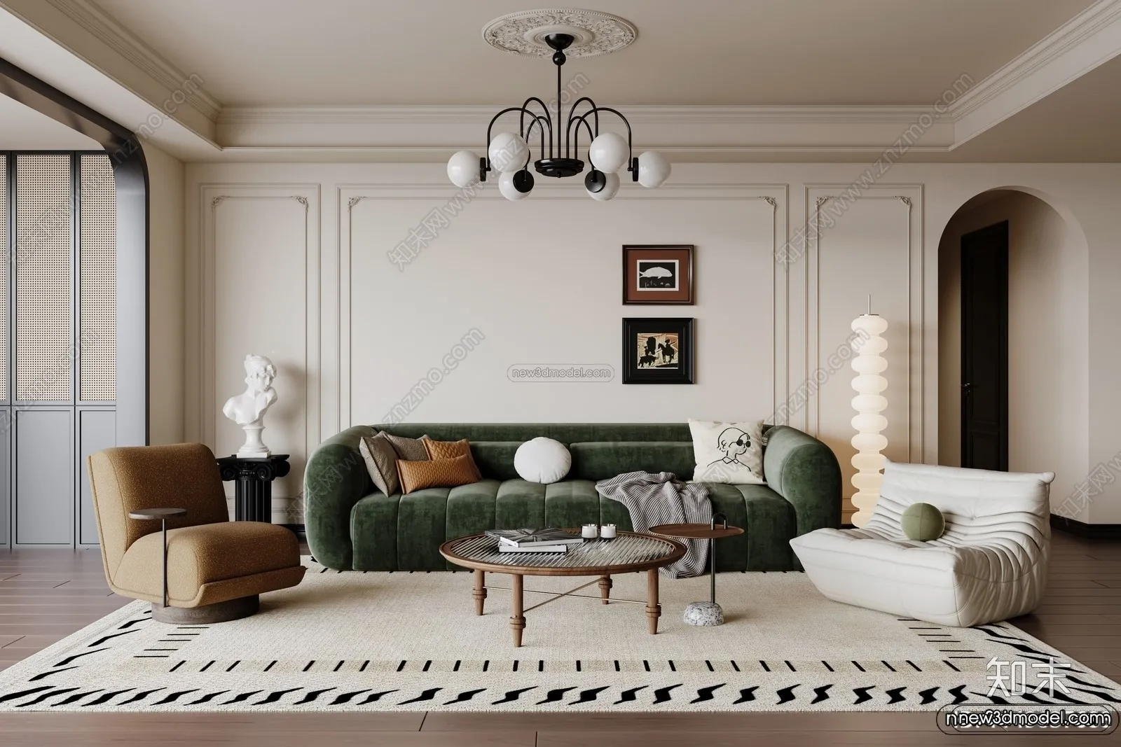 Modern Style Interior 3D Blocks and 3D Models - Living Room 3D Scene - 144