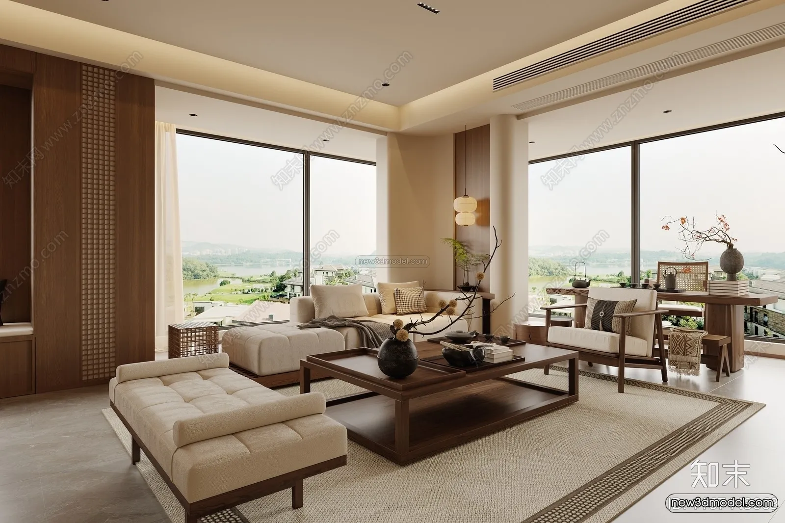 Modern Style Interior 3D Blocks and 3D Models - Living Room 3D Scene - 145