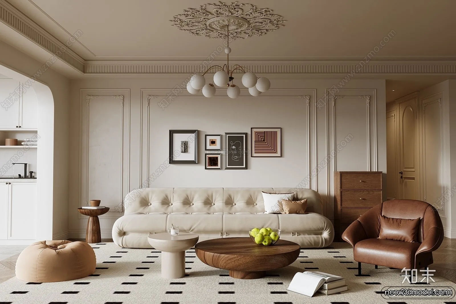 Modern Style Interior 3D Blocks and 3D Models - Living Room 3D Scene - 146