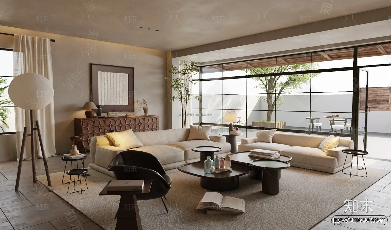 Modern Style Interior 3D Blocks and 3D Models - Living Room 3D Scene - 147