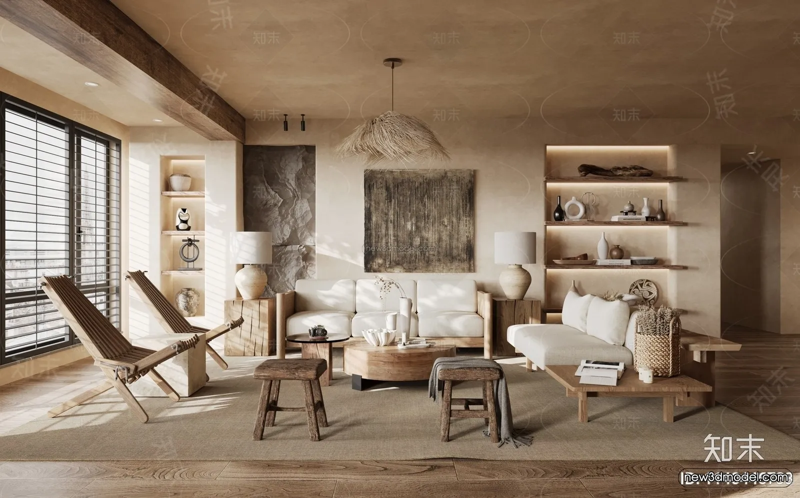 Modern Style Interior 3D Blocks and 3D Models - Living Room 3D Scene - 148