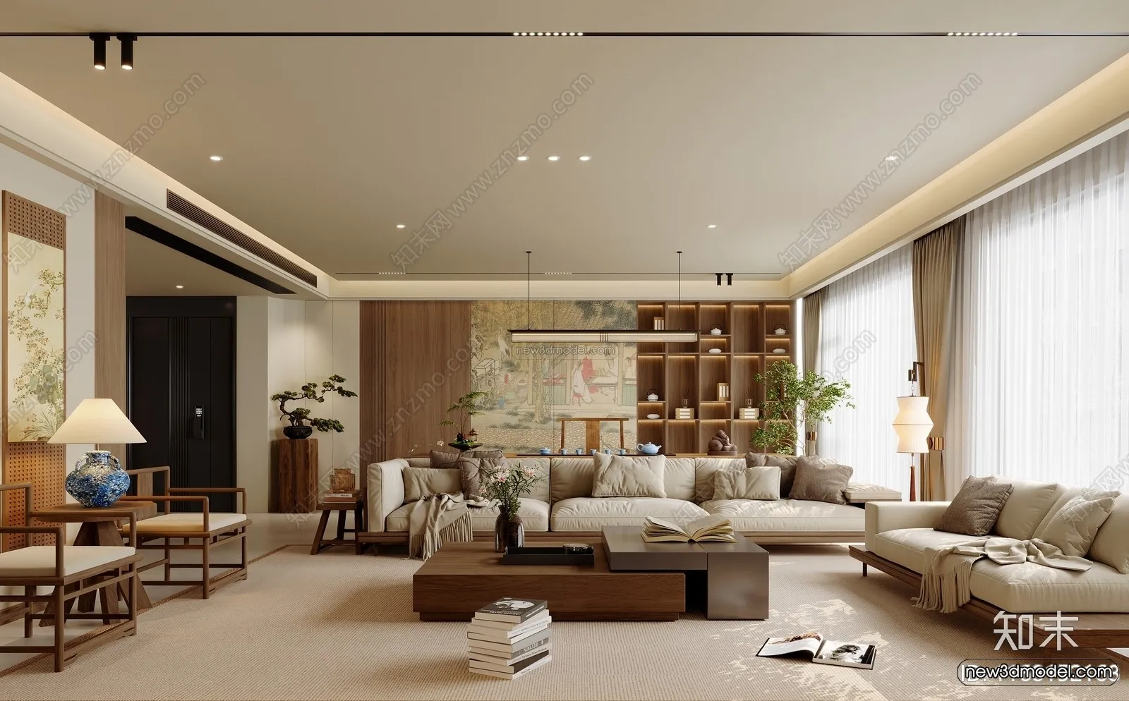 Modern Style Interior 3D Blocks and 3D Models - Living Room 3D Scene - 151