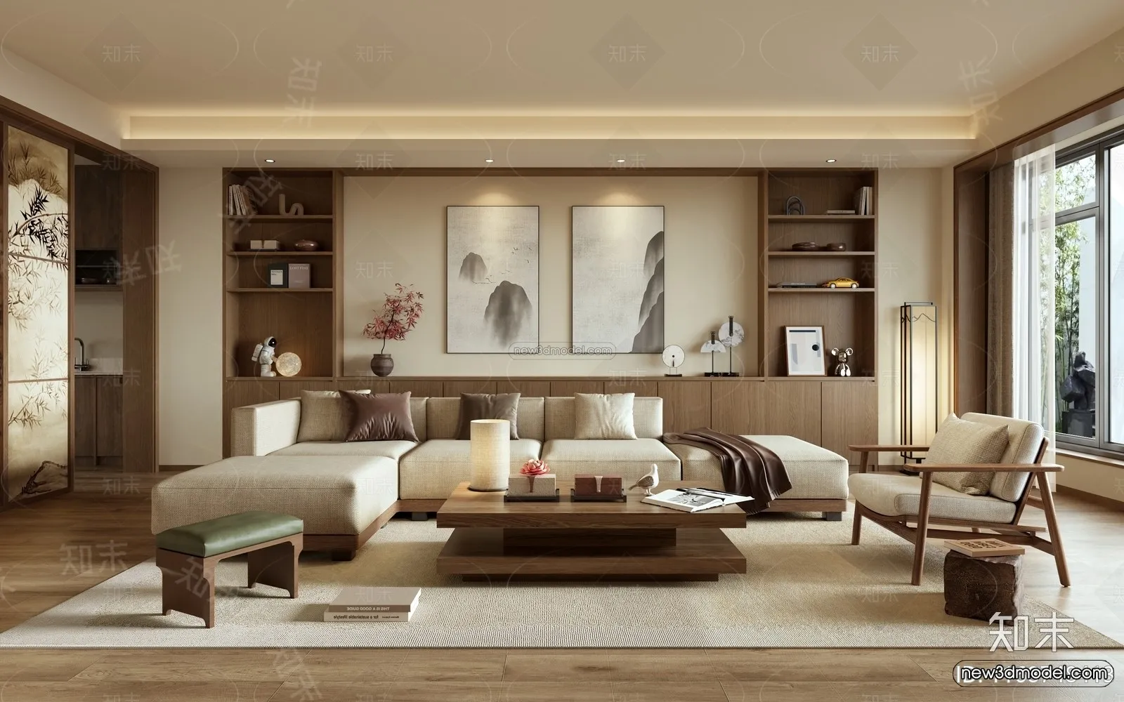 Modern Style Interior 3D Blocks and 3D Models - Living Room 3D Scene - 154