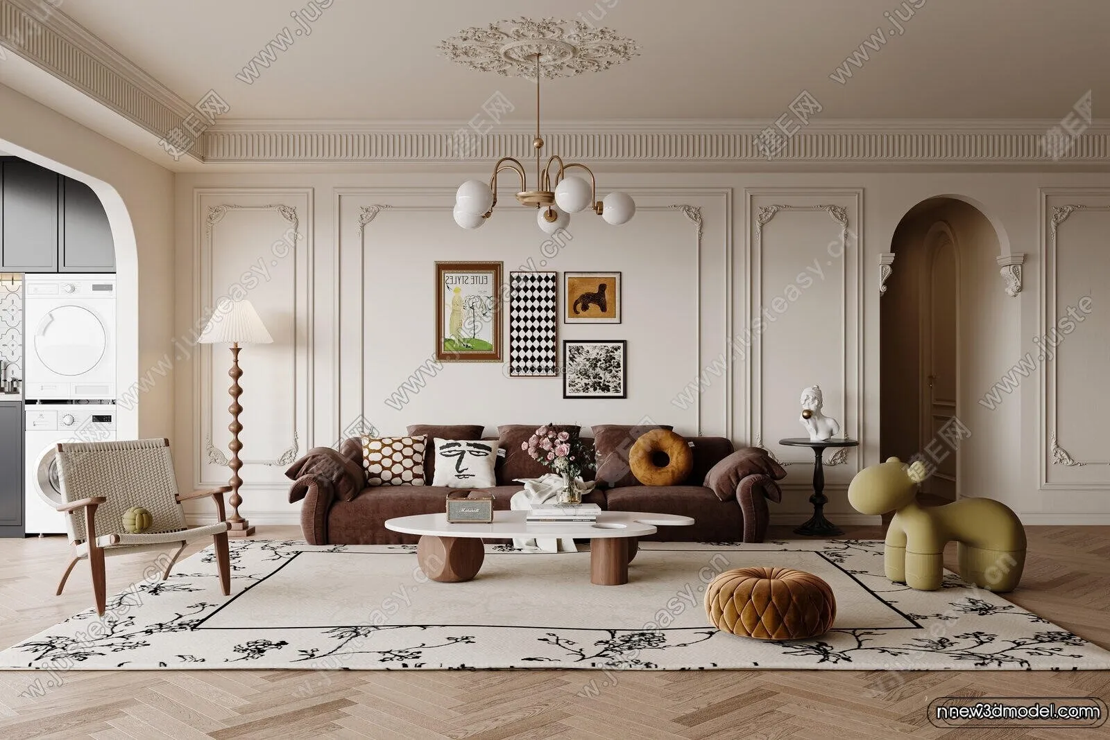 Modern Style Interior 3D Blocks and 3D Models - Living Room 3D Scene - 159