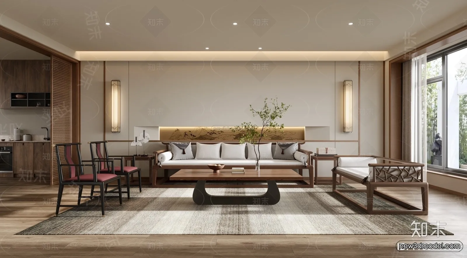 Modern Style Interior 3D Blocks and 3D Models - Living Room 3D Scene - 164