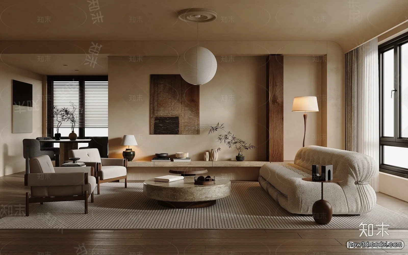 Modern Style Interior 3D Blocks and 3D Models - Living Room 3D Scene - 167