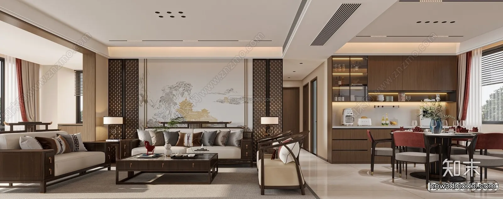 Modern Style Interior 3D Blocks and 3D Models - Living Room 3D Scene - 168