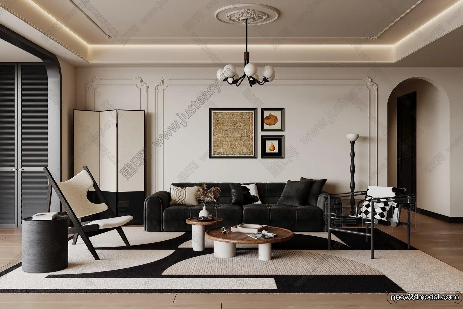 Modern Style Interior 3D Blocks and 3D Models - Living Room 3D Scene - 171