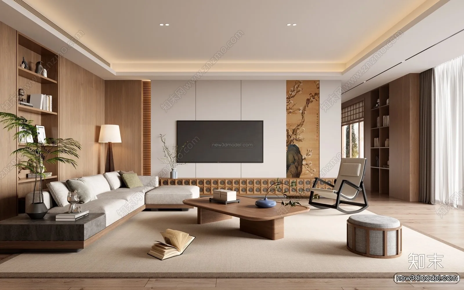Modern Style Interior 3D Blocks and 3D Models - Living Room 3D Scene - 172