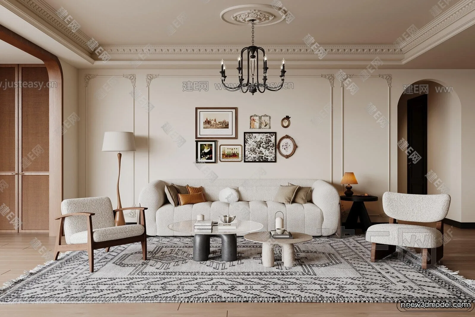 Modern Style Interior 3D Blocks and 3D Models - Living Room 3D Scene - 173