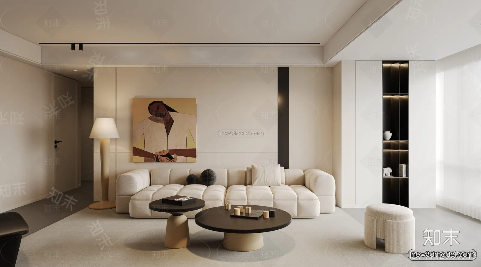 Modern Style Interior 3D Blocks and 3D Models - Living Room 3D Scene - 175