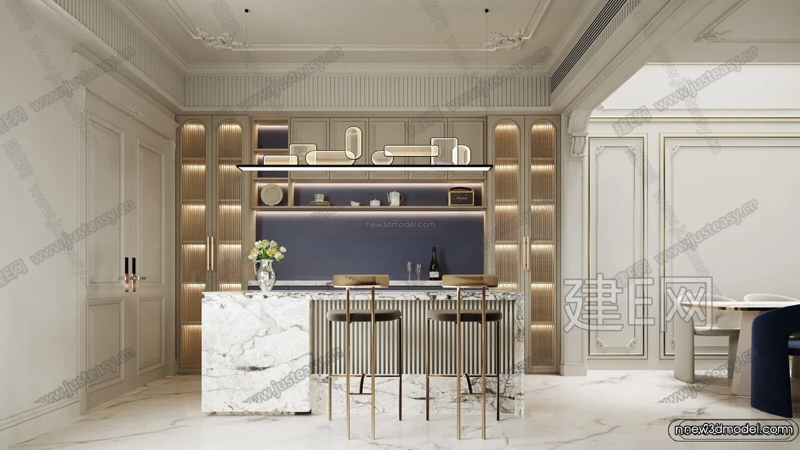 Modern Style Interior 3D Blocks and 3D Models - Living Room 3D Scene - 176