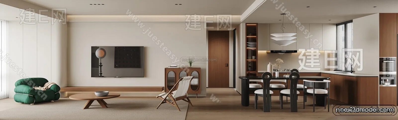 Modern Style Interior 3D Blocks and 3D Models - Living Room 3D Scene - 178