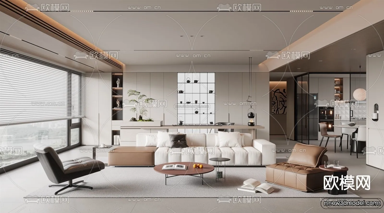 Modern Style Interior 3D Blocks and 3D Models - Living Room 3D Scene - 179