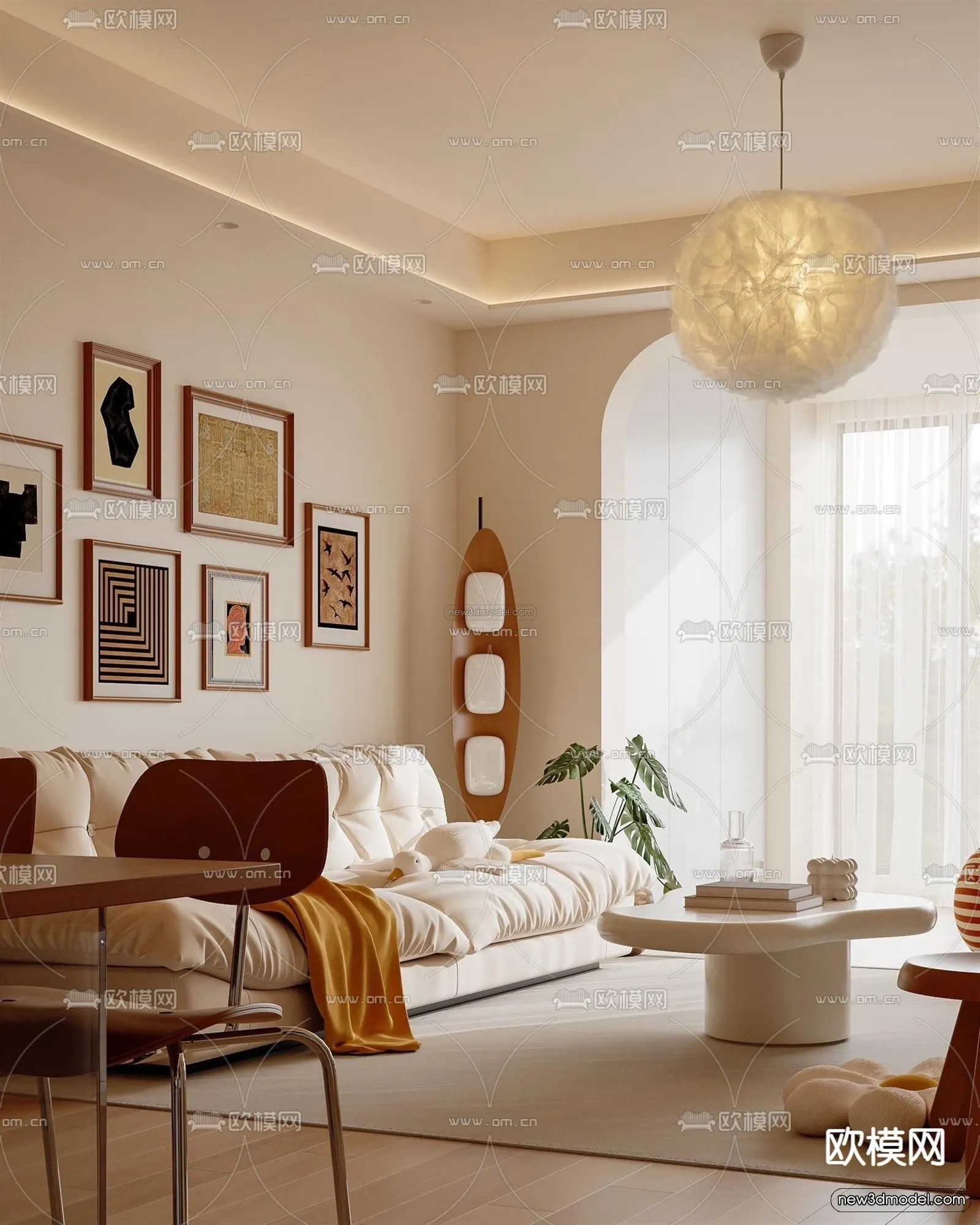 Modern Style Interior 3D Blocks and 3D Models - Living Room 3D Scene - 180