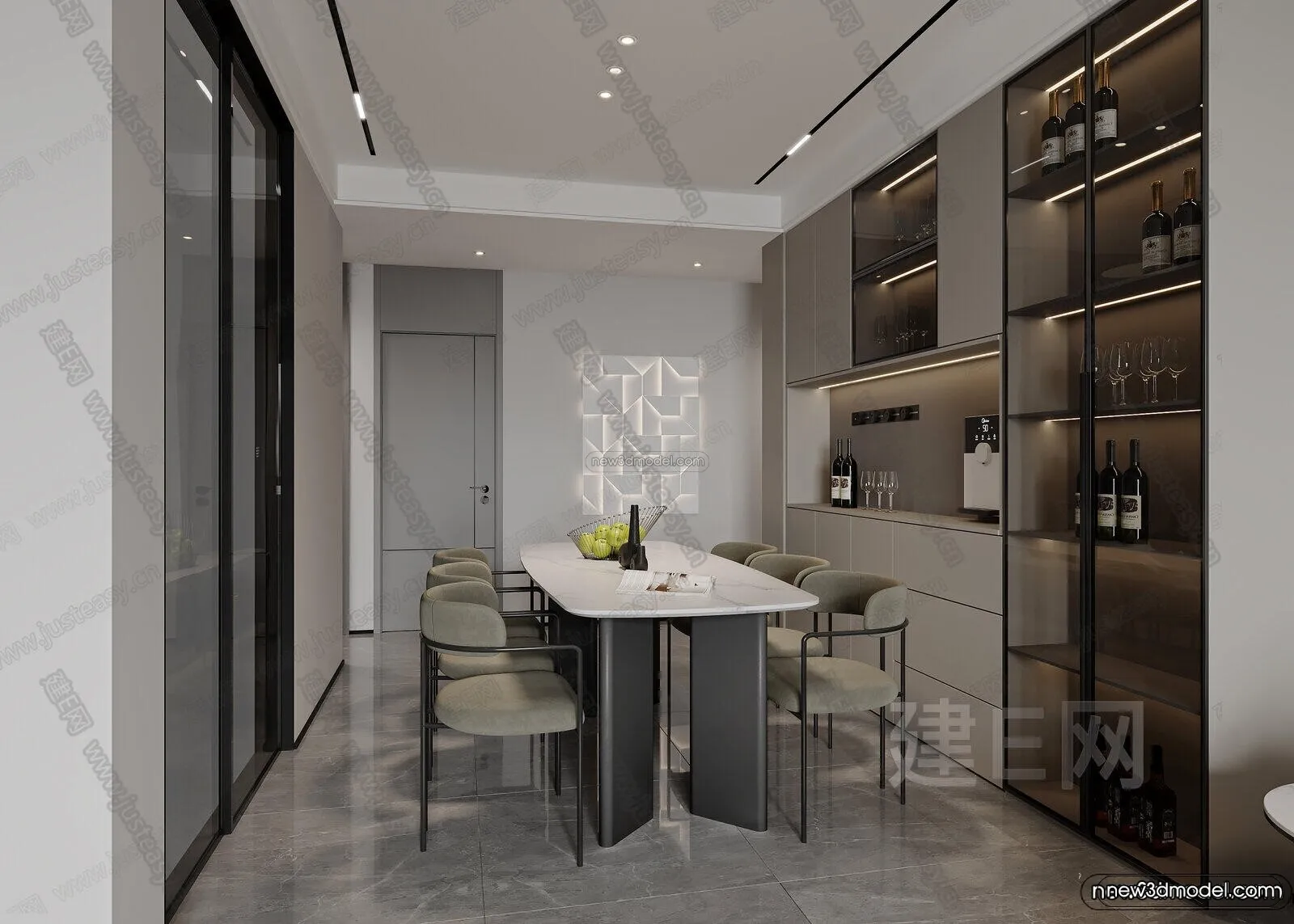 Modern Style Interior 3D Blocks and 3D Models - Living Room 3D Scene - 182