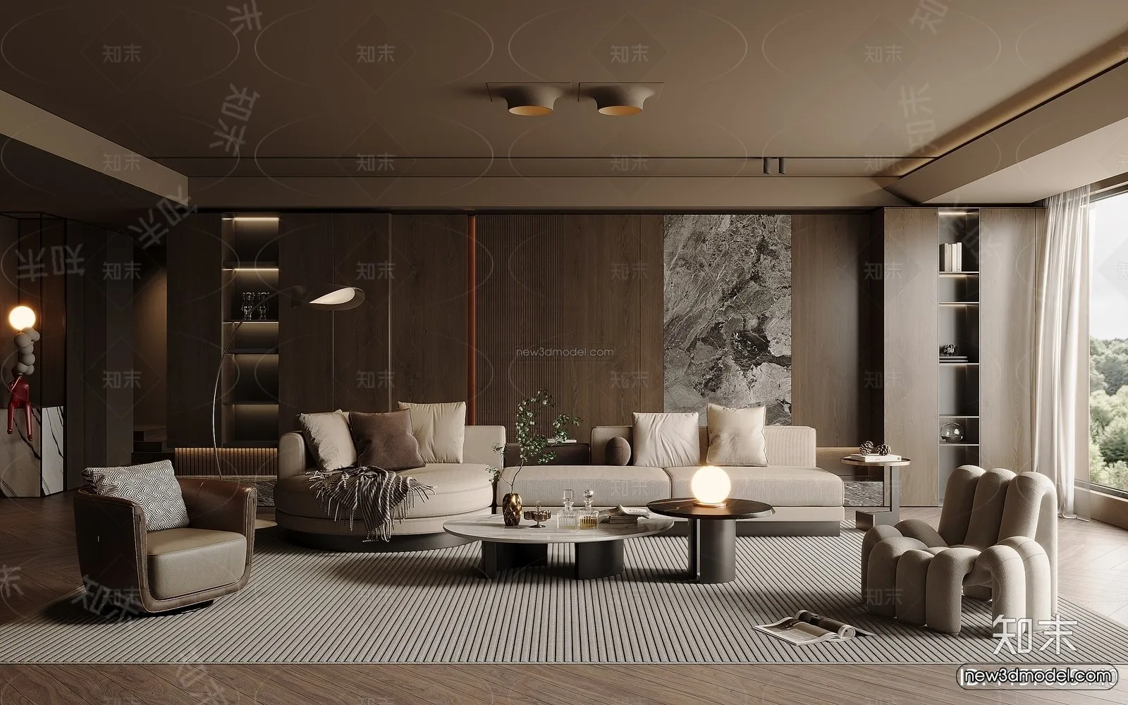 Modern Style Interior 3D Blocks and 3D Models - Living Room 3D Scene - 184