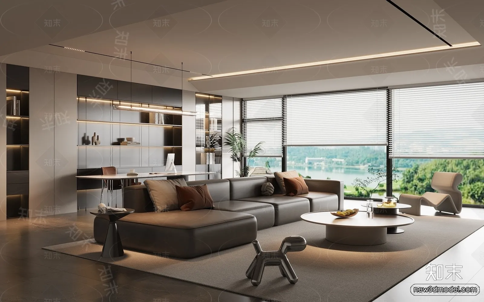 Modern Style Interior 3D Blocks and 3D Models - Living Room 3D Scene - 186