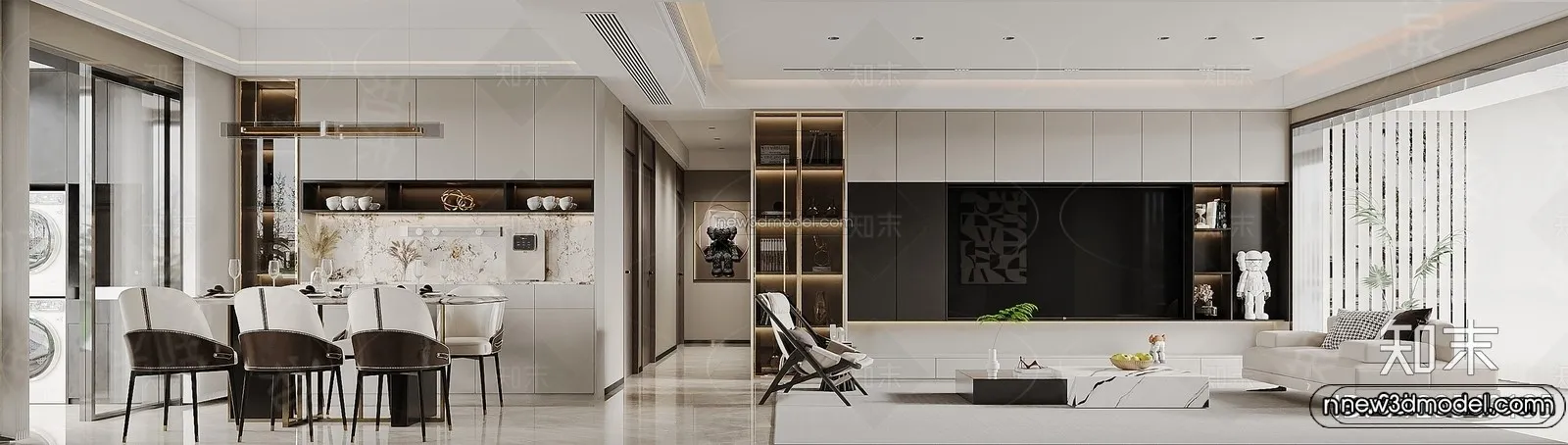 Modern Style Interior 3D Blocks and 3D Models - Living Room 3D Scene - 188