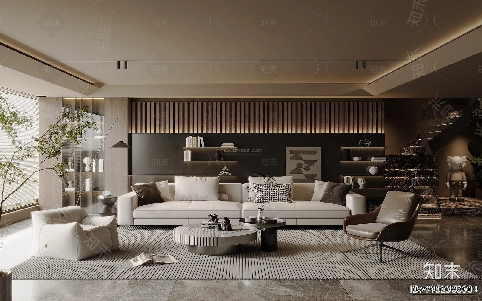 Modern Style Interior 3D Blocks and 3D Models - Living Room 3D Scene - 190