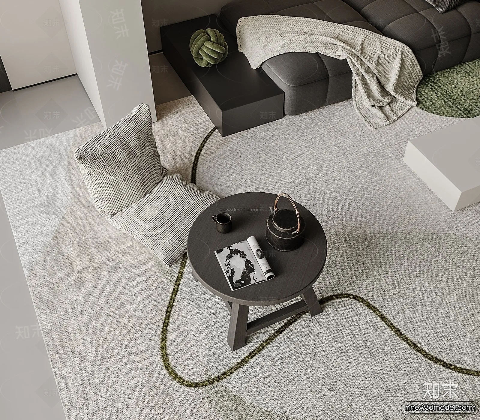 Modern Style Interior 3D Blocks and 3D Models - Living Room 3D Scene - 191