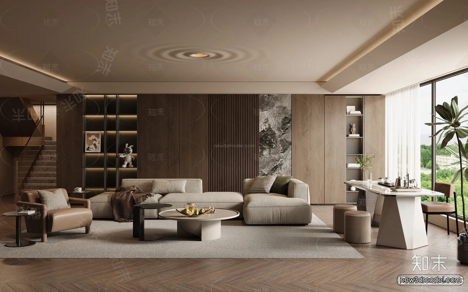 Modern Style Interior 3D Blocks and 3D Models - Living Room 3D Scene - 192