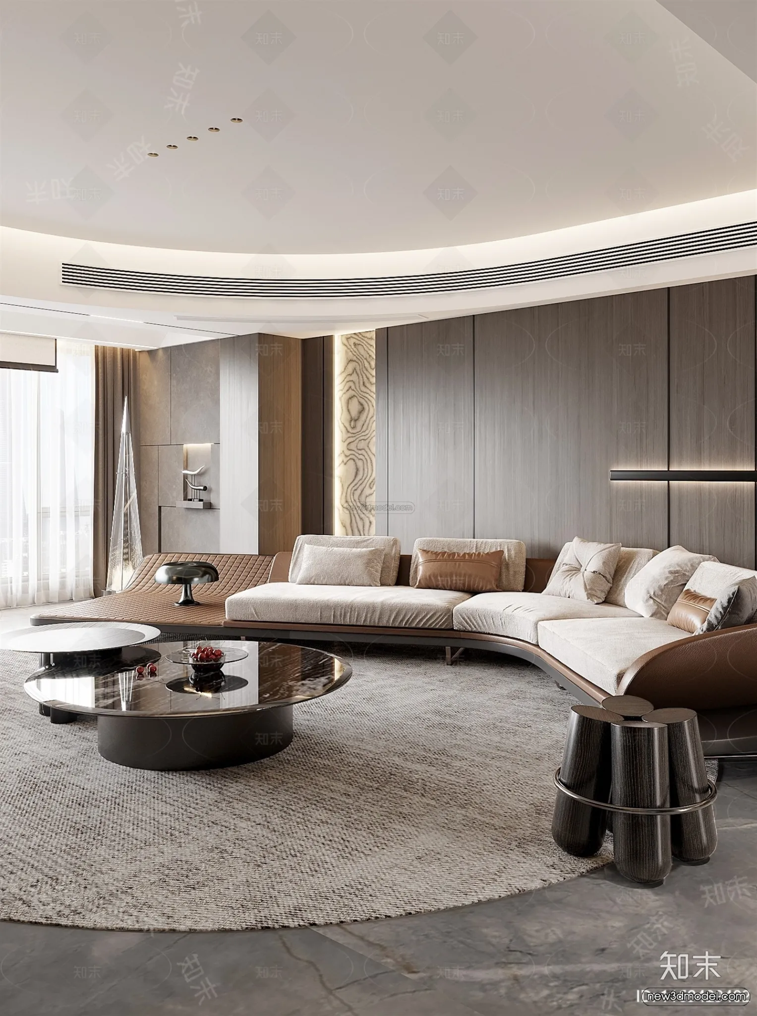 Modern Style Interior 3D Blocks and 3D Models - Living Room 3D Scene - 193