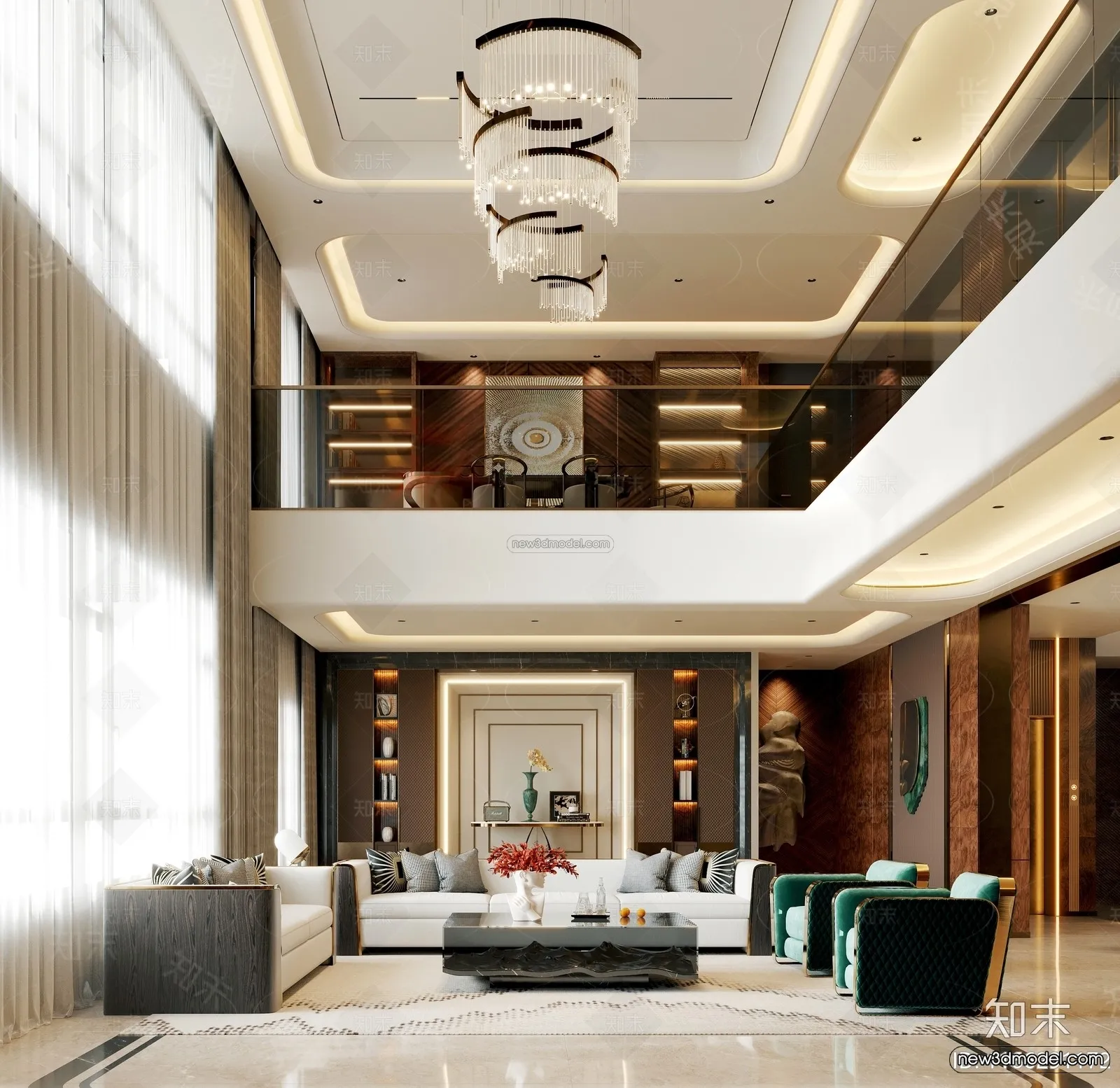 Modern Style Interior 3D Blocks and 3D Models - Living Room 3D Scene - 198