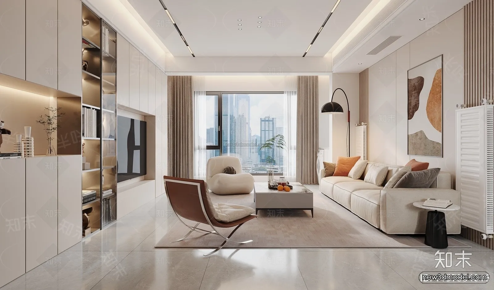 Modern Style Interior 3D Blocks and 3D Models - Living Room 3D Scene - 199