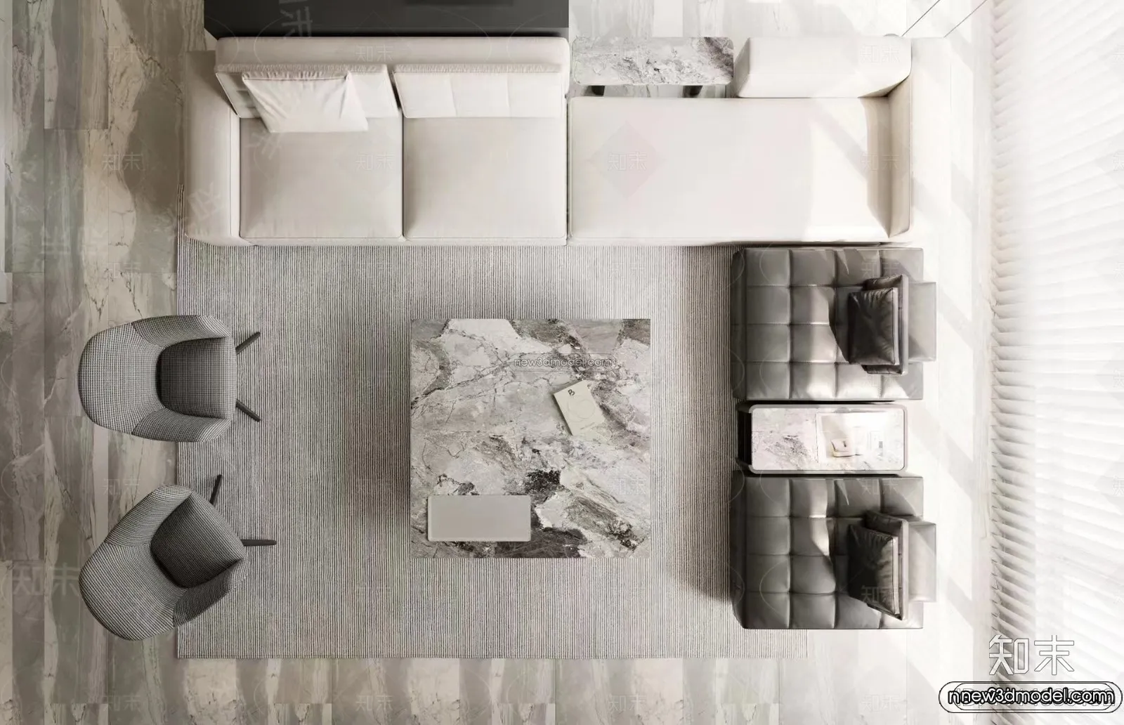 Modern Style Interior 3D Blocks and 3D Models - Living Room 3D Scene - 203