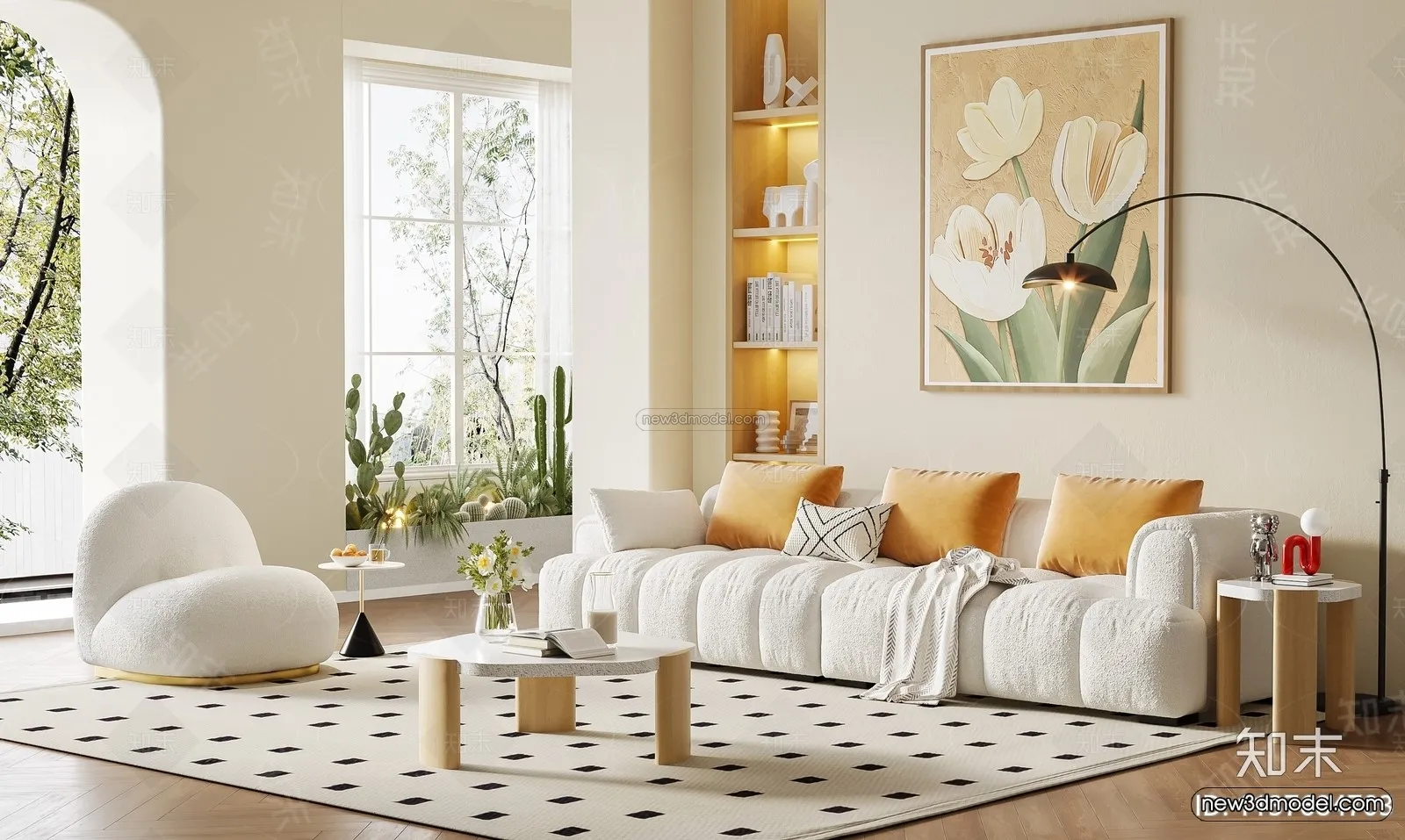 Modern Style Interior 3D Blocks and 3D Models - Living Room 3D Scene - 205