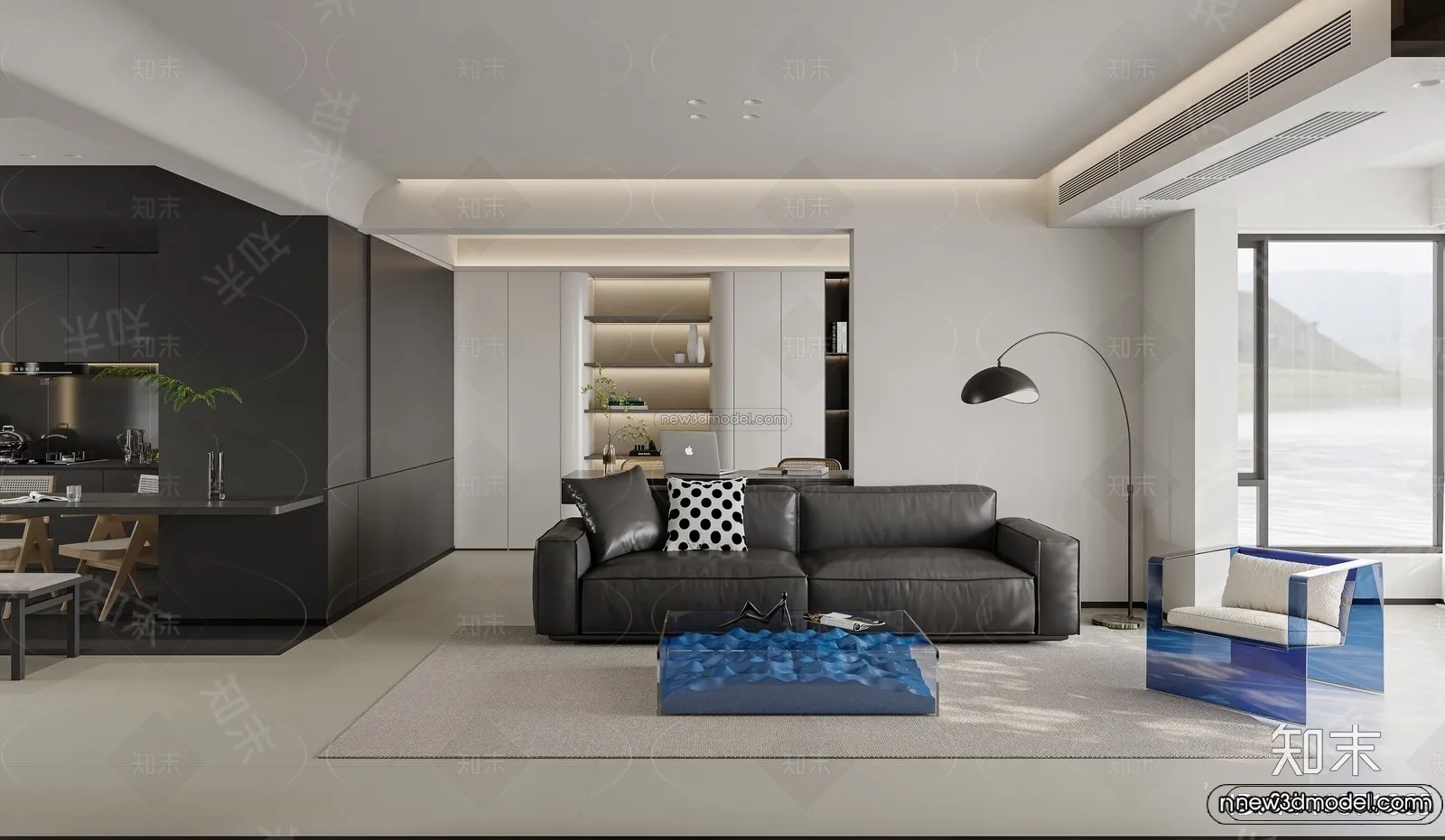 Modern Style Interior 3D Blocks and 3D Models - Living Room 3D Scene - 208