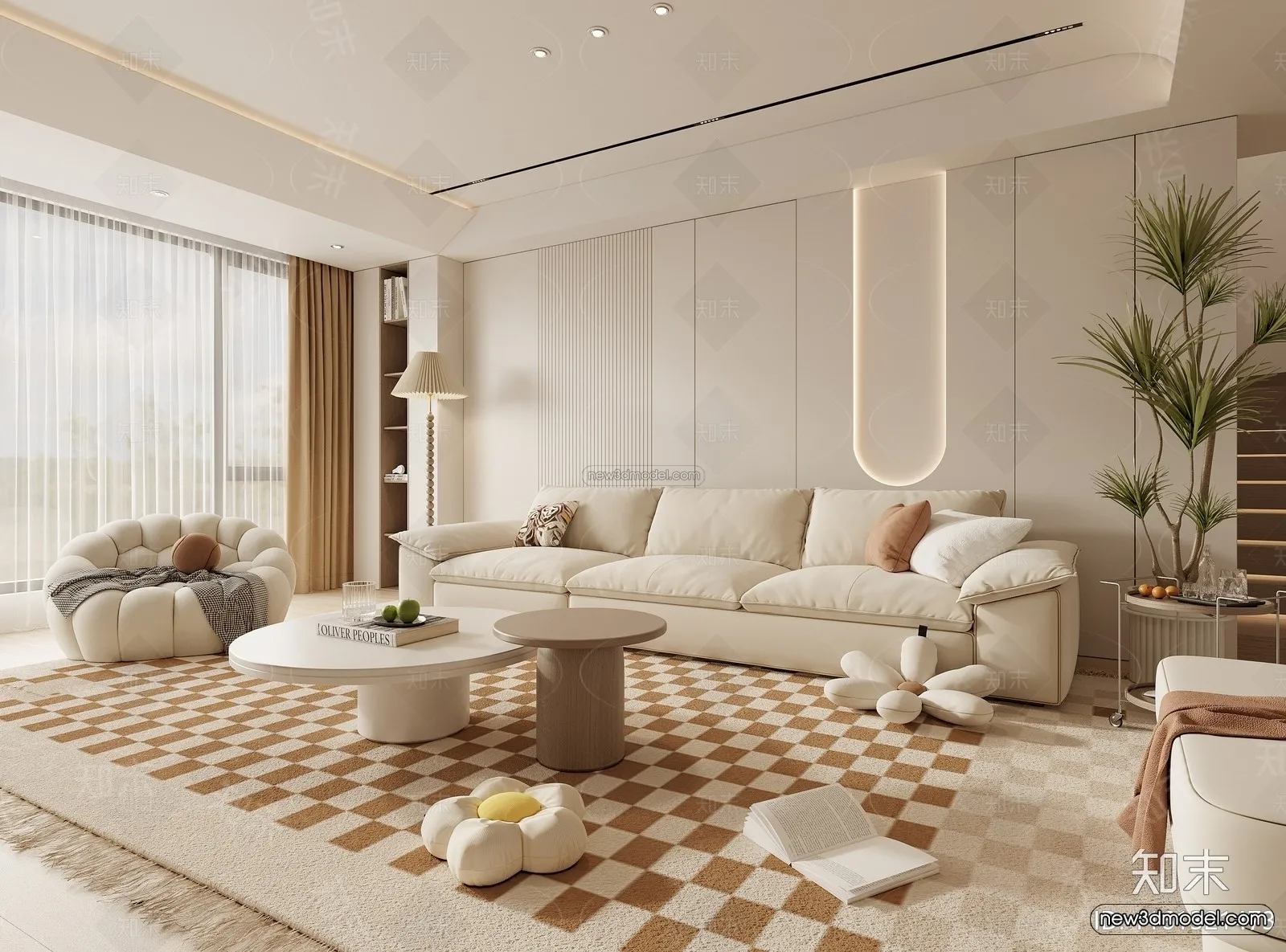 Modern Style Interior 3D Blocks and 3D Models - Living Room 3D Scene - 209