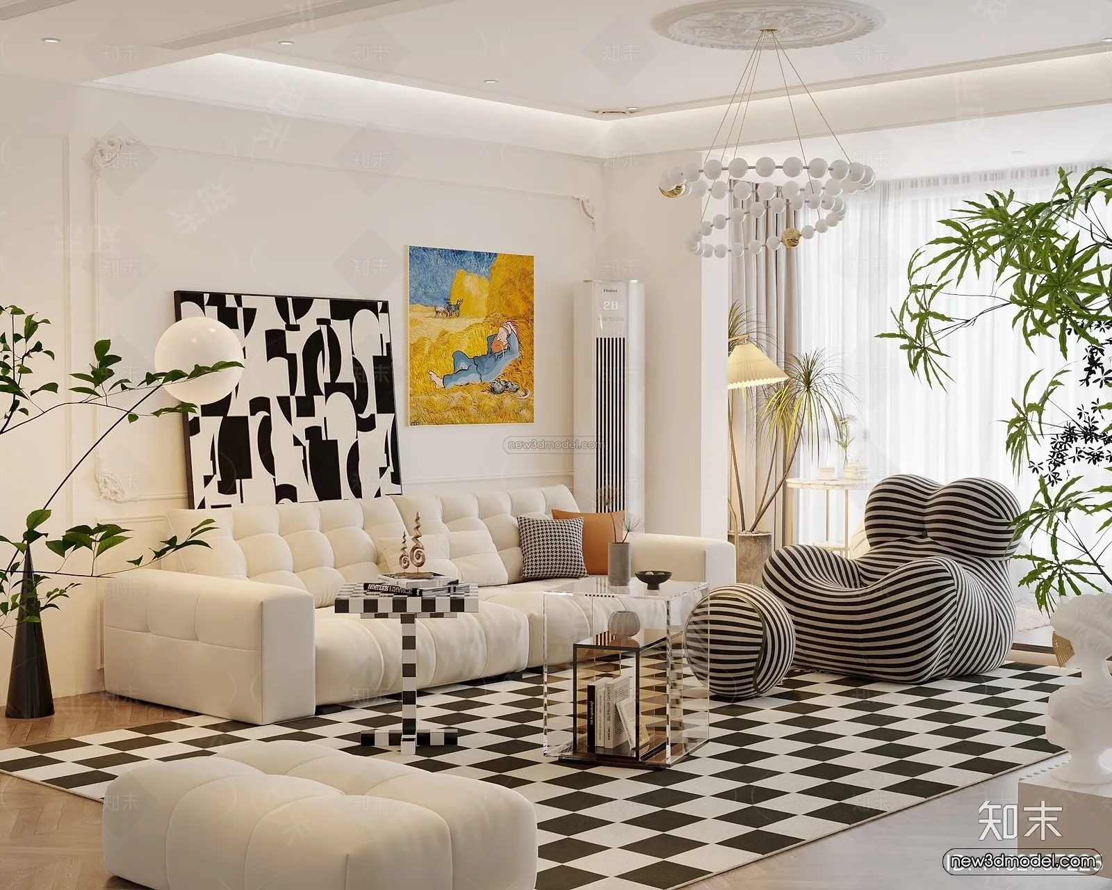Modern Style Interior 3D Blocks and 3D Models - Living Room 3D Scene - 210