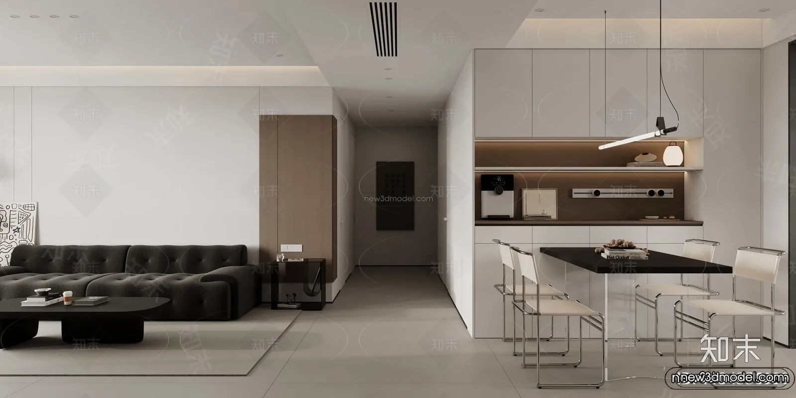 Modern Style Interior 3D Blocks and 3D Models - Living Room 3D Scene - 214