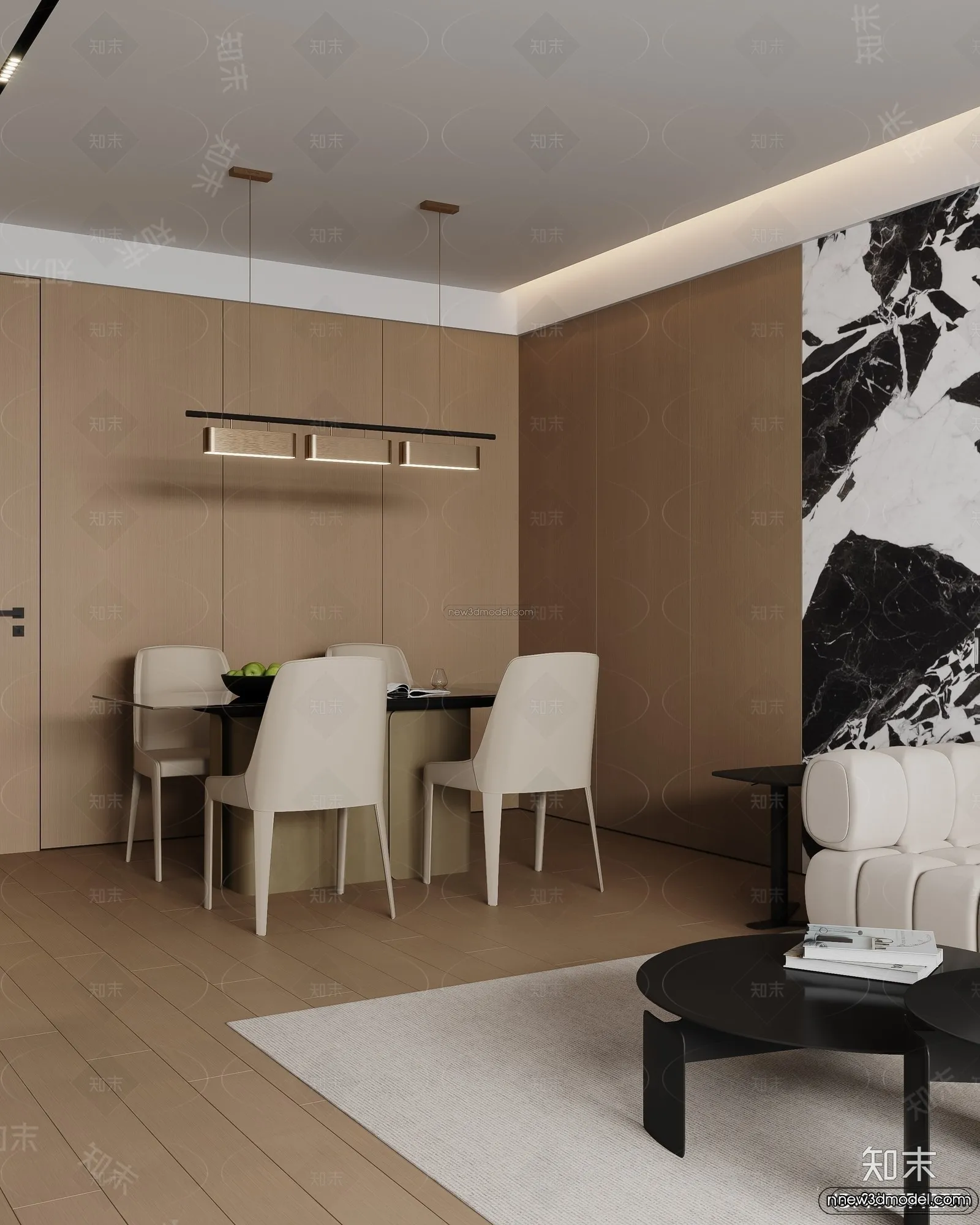 Modern Style Interior 3D Blocks and 3D Models - Living Room 3D Scene - 216