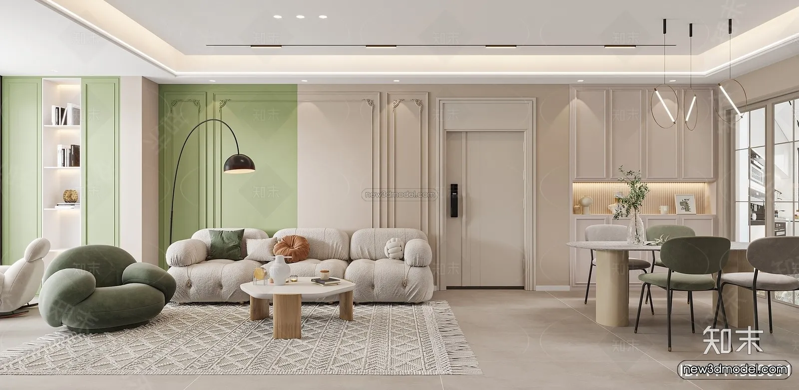 Modern Style Interior 3D Blocks and 3D Models - Living Room 3D Scene - 217