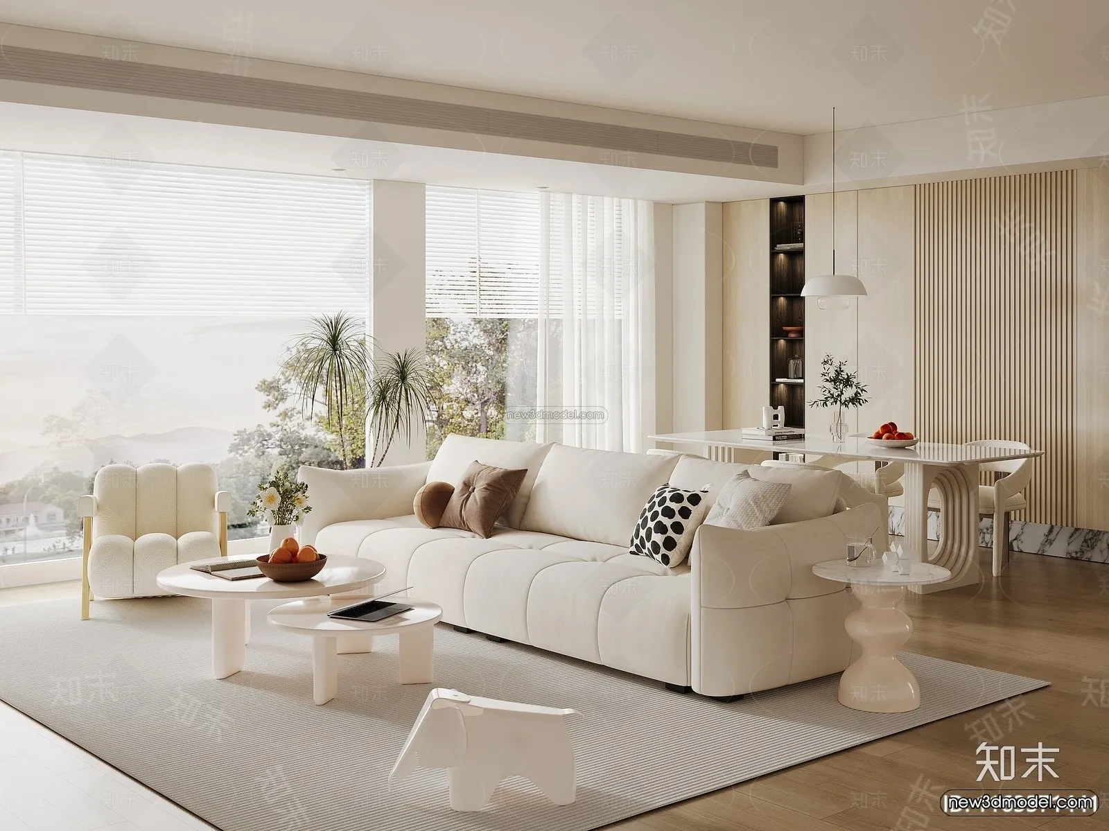Modern Style Interior 3D Blocks and 3D Models - Living Room 3D Scene - 220