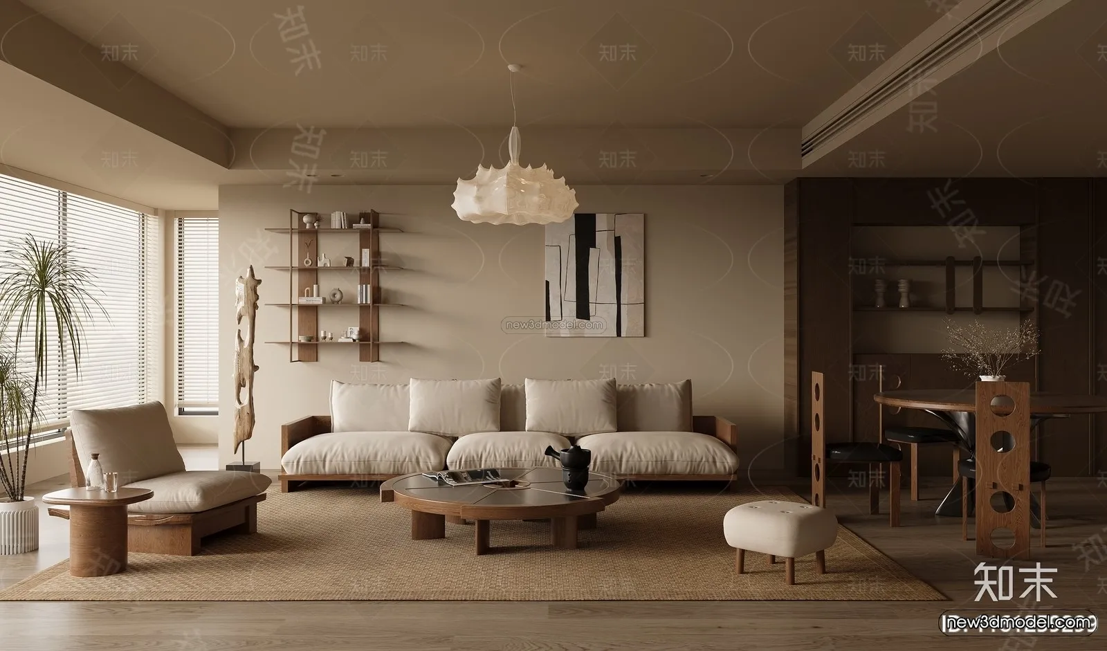 Modern Style Interior 3D Blocks and 3D Models - Living Room 3D Scene - 223