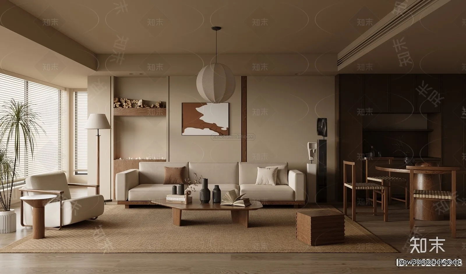 Modern Style Interior 3D Blocks and 3D Models - Living Room 3D Scene - 224