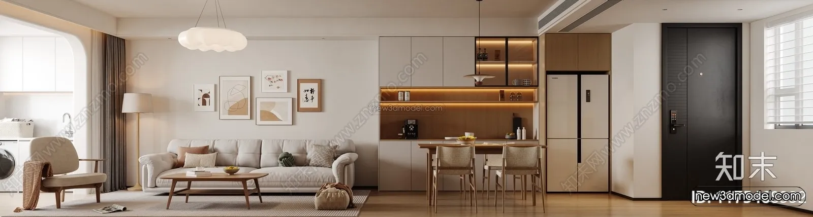 Modern Style Interior 3D Blocks and 3D Models - Living Room 3D Scene - 228