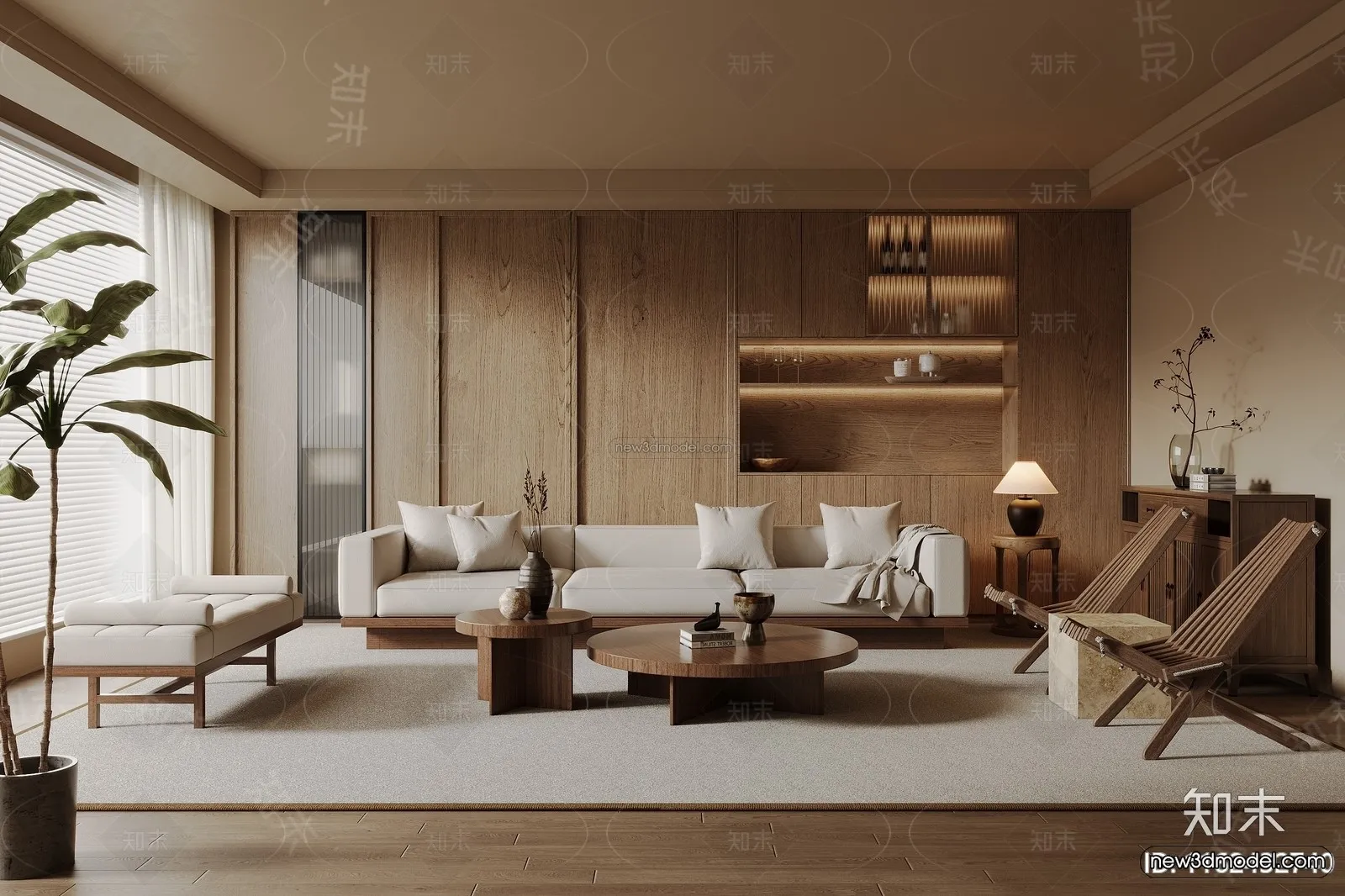 Modern Style Interior 3D Blocks and 3D Models - Living Room 3D Scene - 229